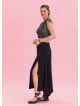 Black Asymmetrical Skirt with Zipper Detail and Slit 4638